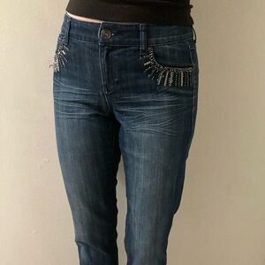 Inc Denim Skinny Leg Regular Fit Bedazzled Jeans size 6‎